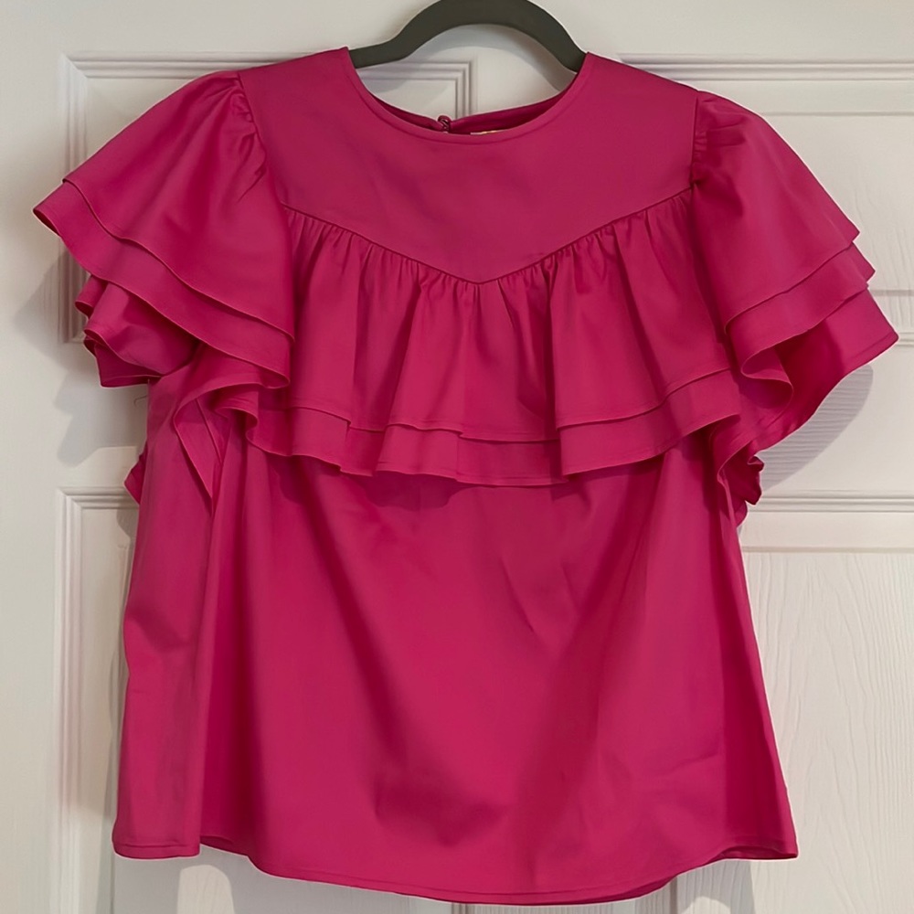 Crosby Pink Ruffle Top XS